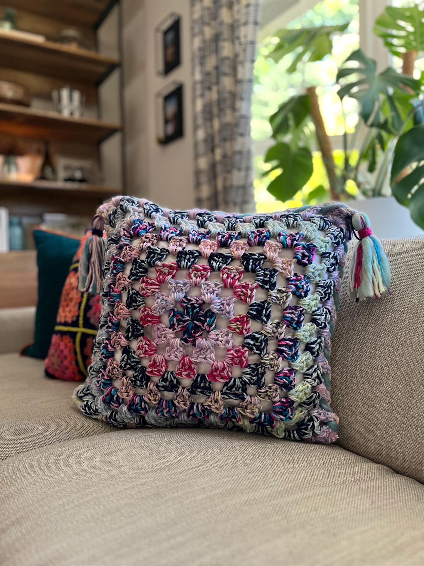 aspen | granny square throw pillow
