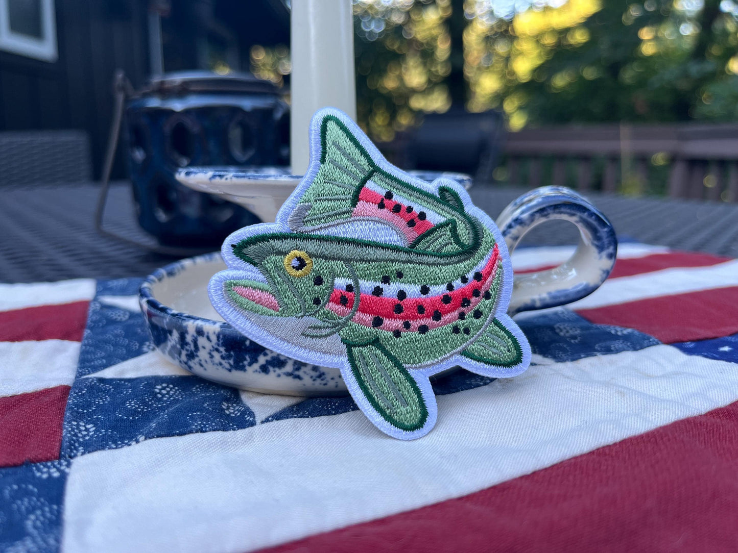 rainbow trout | embroidered iron on patch