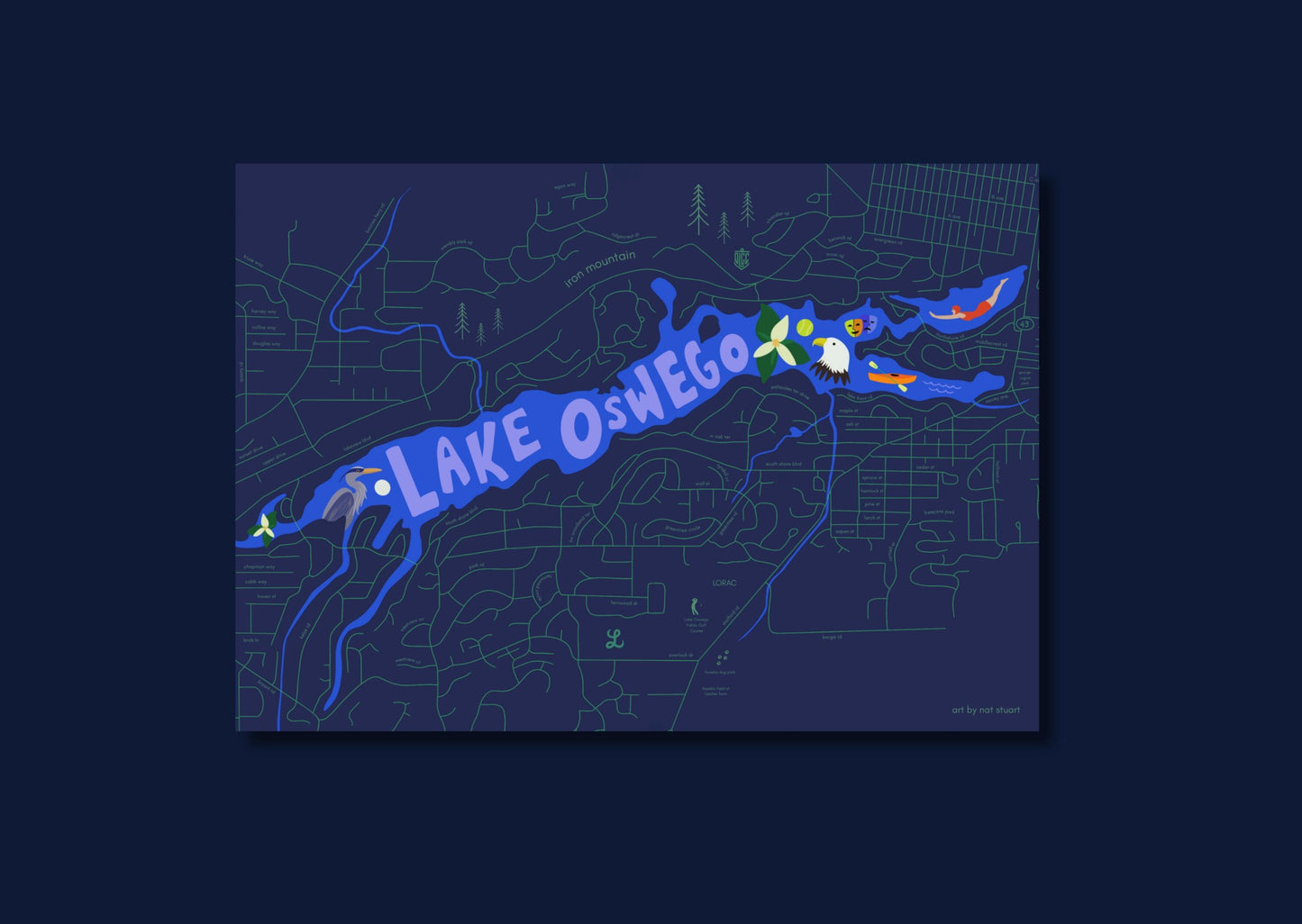 lake oswego oregon | map print