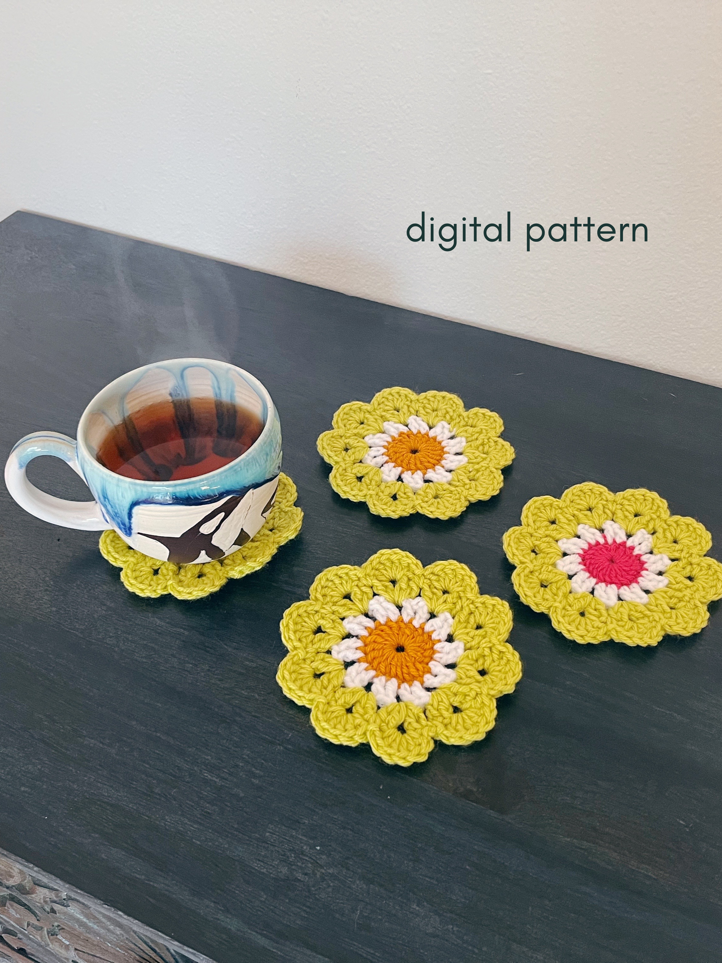 scalloped daisy coaster pattern | digital crochet pattern