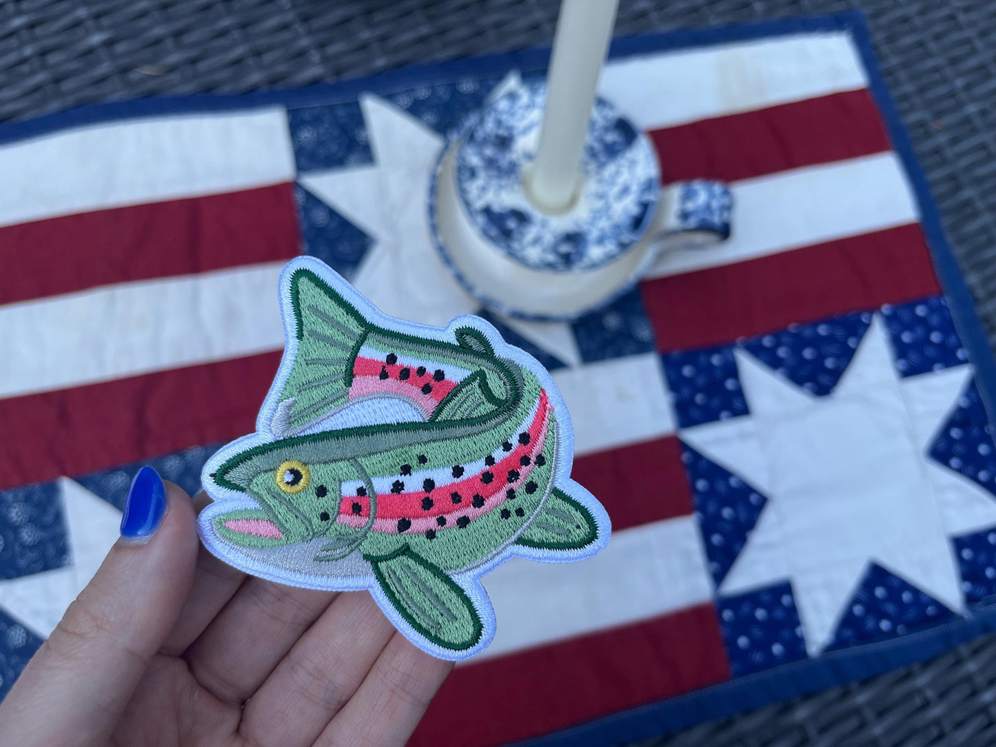 rainbow trout | embroidered iron on patch