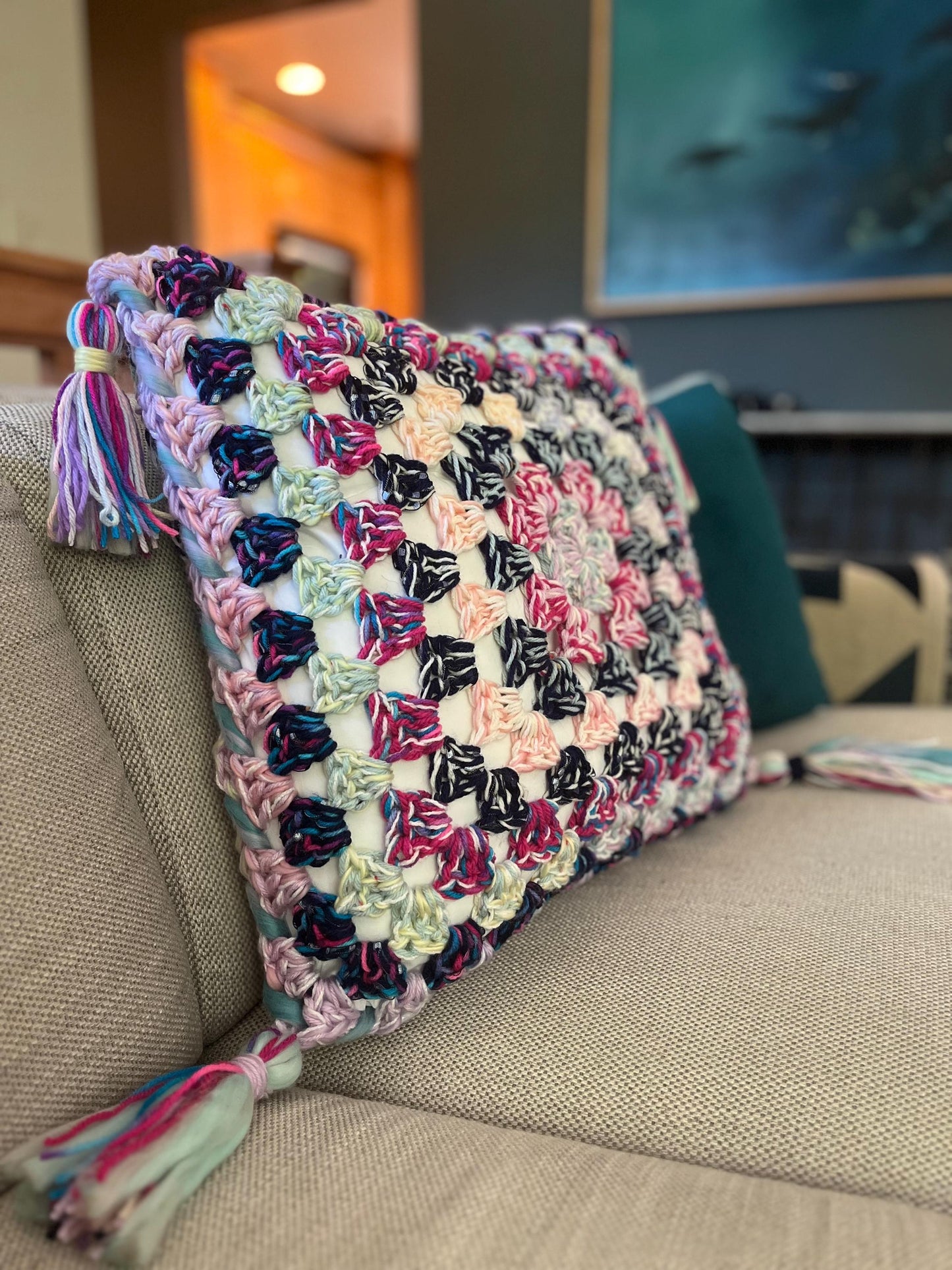 aspen | granny square throw pillow
