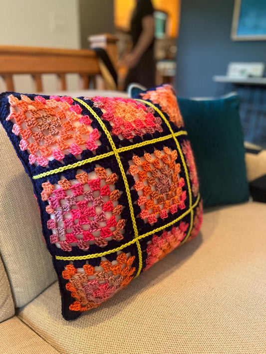 ibiza | granny square throw pillow