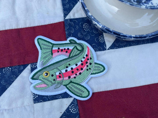 rainbow trout | embroidered iron on patch