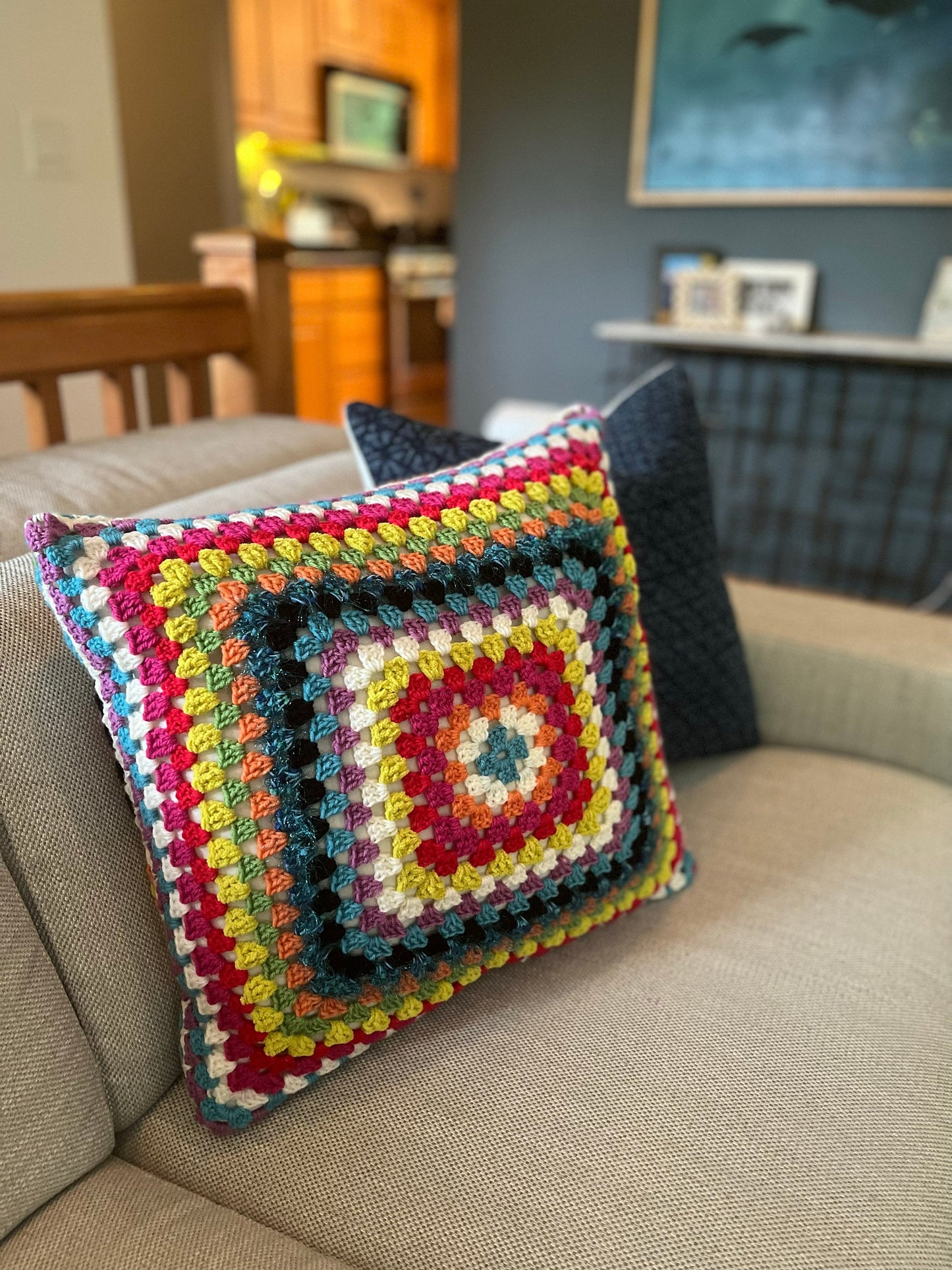 granny square pillow | digital crochet pattern