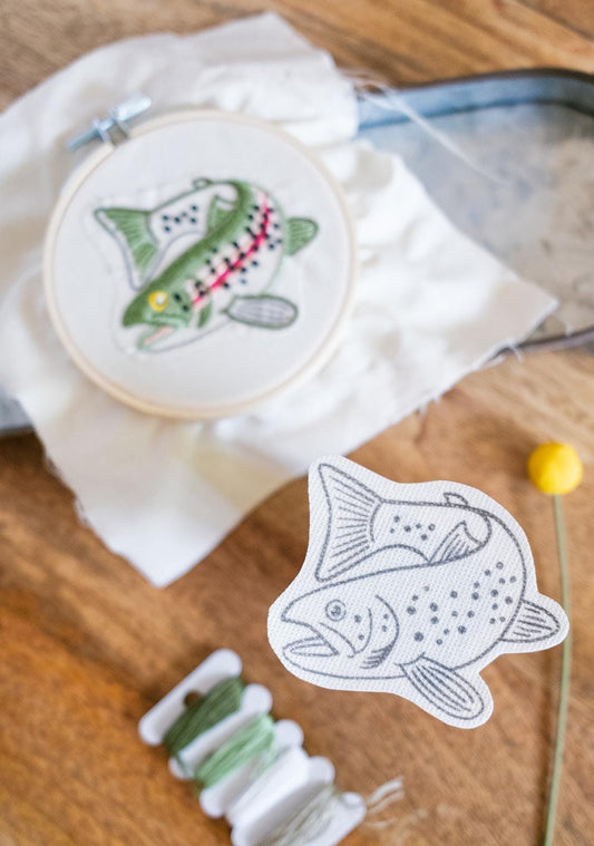 rainbow trout "stick & stitch" | embroidery wash away sticker