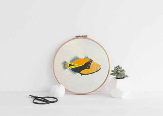 hawaiian triggerfish | digital embroidery pattern