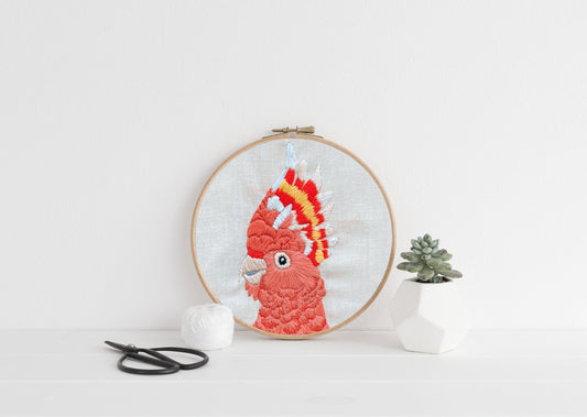 pink cockatoo | digital embroidery pattern