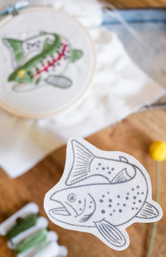 rainbow trout "stick & stitch" | embroidery wash away sticker