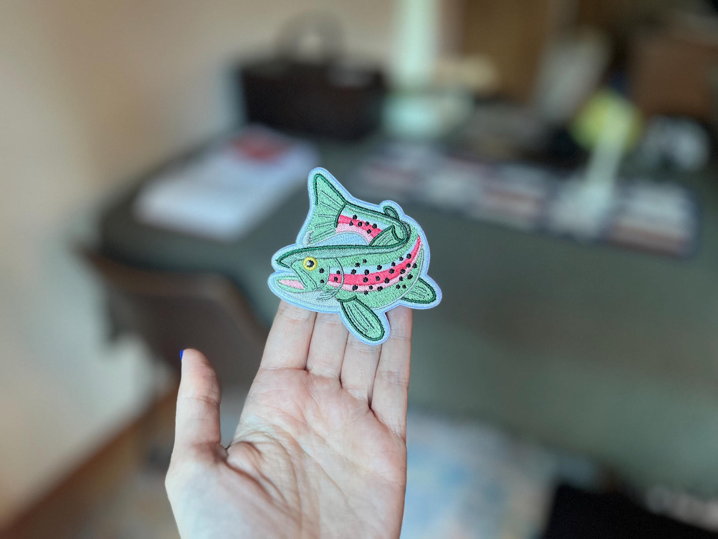 rainbow trout | embroidered iron on patch